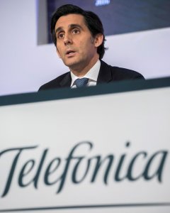 El presidente del Telefónica, José María Álvarez-Pallete, durante la presentación de los resultados anuales de la compañía correspondientes a 2017. EFE/Santi Donaire