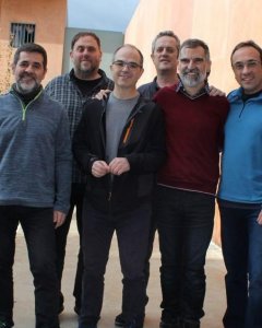 Els líders independentistes Jordi Sànchez, Oriol Junqueras, Jordi Turull, Joaquim Forn, Jordi Cuixart, Josep Rull i Raül Romeva a la presó de Lledoners.