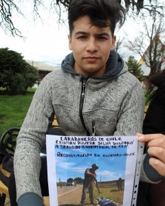 Brandon Hernández, un joven mapuche que fue disparado por un agente de la Policía chilena en 2016. / PAULA HUENCHUMIL
