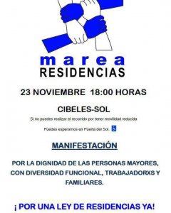 Cartel de la primera movilización que organizan desde la Marea de Residencias