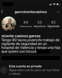 Perfil en redes sociales de Vicente Casinos.
