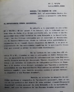 Documento secreto sobre el Centro Argentino. PÚBLICO