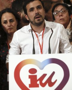 Alberto Garzón, en su primera intervención tras ser elegido como nuevo coordinador federal de IU. EFE/Fernando Alvarado