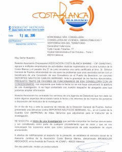 Denuncia de la Asociación Costa Blanca Marine.