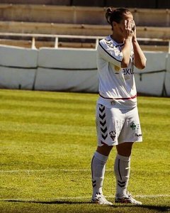 La futbolista María Arranz, en un partido con su equipo, el Albacete.