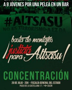 Cartel de la concentración 'Justicia para Altsasu' el próximo 20 de julio en Madrid