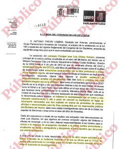 Primera página de las preguntas de Trevín al Gobierno, el 4 de agosto.