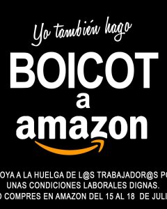 Imagen difundida en redes sociales con la que los trabajadores en huelga piden a los consumidores que apoyen su protesta no comprando en Amazon durante los días de paros.