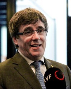 Puigdemont durante la conferencia. EFE