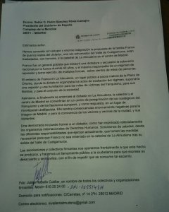 Carta remitida a Pedro Sánchez