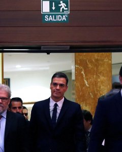 El presidente del Gobierno, Pedro Sánchez,a su llegada al foro económico 'The Economist'. EFE/J.J. Guillén