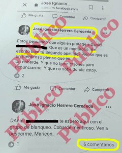 Entradas de Facebook en las que Herrero Cereceda revela la identidad del testigo 29.