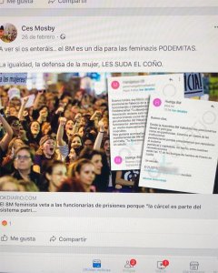 Comentario de Alvarado en Facebook sobre la organización de las manifestaciones del 8M.