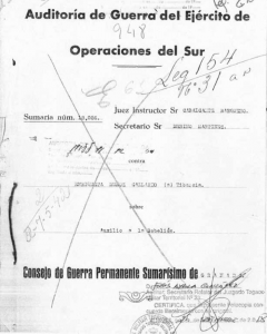 Imagen de la foto del Consejo de Guerra de Enriqueta Trujillo a principios de los años 40