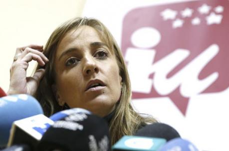 La parlamentaria de la Asamblea de Madrid Tania Sánchez, durante la rueda de prensa que ofreció hoy para informar del proceso de primarias en su partido.- EFE/Fernando Alvarado