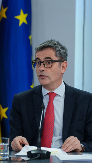El ministro de Presidencia, Justicia y Relaciones con las Cortes , Félix Bolaños, durante la rueda de prensa tras el Consejo de Ministros, en el Palacio de La Moncloa
