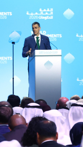 El presidente del Gobierno, Pedro Sánchez, este martes en Dubái.