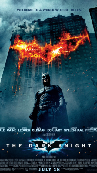 Cartela de la película 'El caballero oscuro', protagonizada por Christian Bale