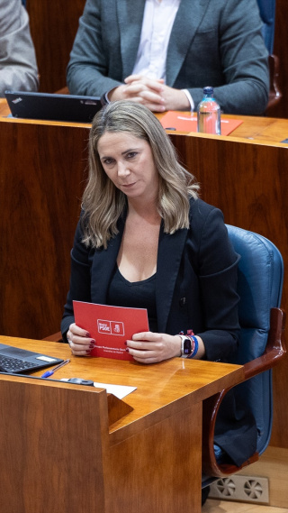 La portavoz del PSOE en la Asamblea, Mar Espinar, durante un pleno en la Asamblea de Madrid, a 1 de octubre de 2026.