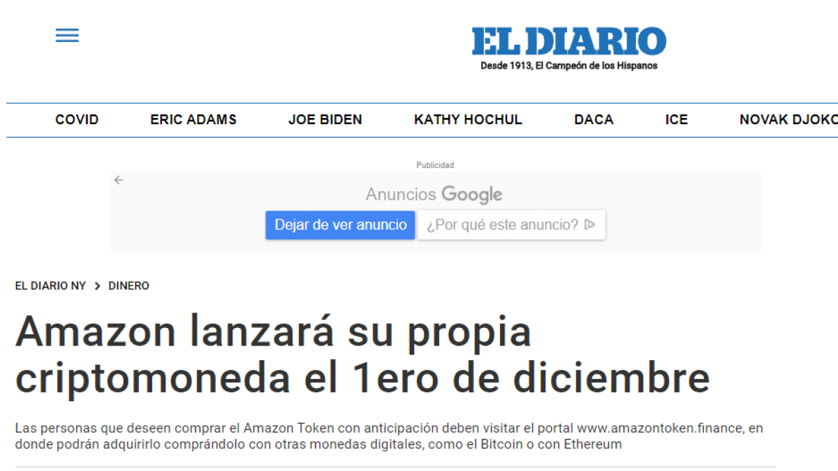 Amazon no tiene moneda virtual | Público