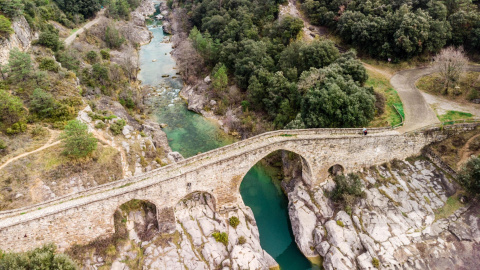 El pont de Pedret, a vista de drone El pont de Pedret, a vista de drone