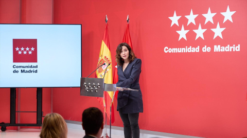 La presidenta de la Comunidad de Madrid, Isabel Díaz Ayuso, ofrece una rueda de prensa tras la reunión del Consejo de Gobierno, en la Real Casa de Correos, a 26 de diciembre de 2024, en Madrid (España). La presidenta de la Comunidad de Madrid, Isabel Díaz Ayuso, ofrece una rueda de prensa tras la reunión del Consejo de Gobierno, en la Real Casa de Correos, a 26 de diciembre de 2024, en Madrid (España).