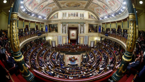 Vista del Congreso de los Diputados, durante la investidura de Pedro Sánchez.