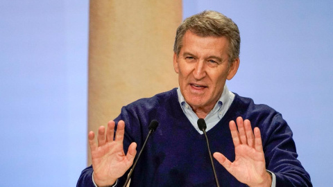 El líder del Partido Popular, Alberto Núñez Feijóo, durante un acto en Oviedo, a 12 de enero de 2025.