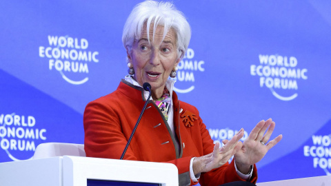 La presidenta del BCE, Christine Lagarde, durante su participación en el Foro de Davos de enero de 2025. La presidenta del BCE, Christine Lagarde, durante su participación en el Foro de Davos de enero de 2025.