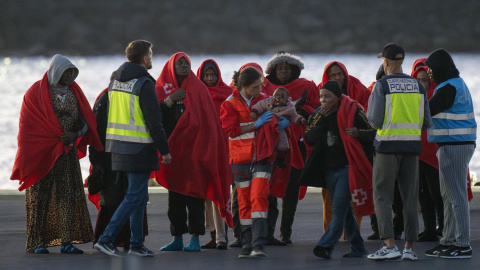 Llegada de migrantes al puerto de Arrecife, en Lanzarote, a 11 de enero de 2025.