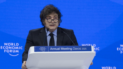 El presidente de Argentina, Javier Milei, en el Foro de Davos, a 23 de enero de 2025.
