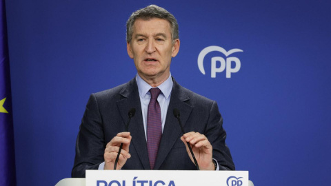 feijoo_pp El líder del PP, Alberto Núñez Feijóo en rueda de prensa este pasado lunes.