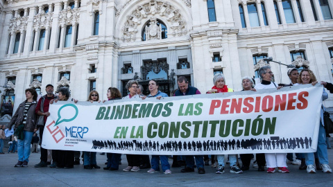 Imagen de archivo de una concentración convocada por la MERP por el blindaje de las pensiones, a 18 de octubre de 2024.