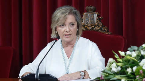 Paula Alvarellos, durante la toma de posesión como alcaldesa de Lugo el 18 de enero de 2024.