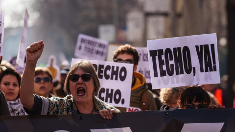Imagen de archivo de una manifestación por el derecho a la vivienda. Imagen de archivo de una manifestación por el derecho a la vivienda.