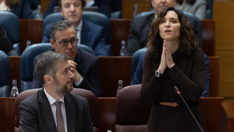 EuropaPress_6620850_presidenta_comunidad_madrid_isabel_diaz_ayuso_interviene_pleno_asamblea Imagen de archivo de la presidenta de la Comunidad de Madrid, Isabel Díaz Ayuso, durante un pleno en la Asamblea de Madrid, a 3 de abril de 2025, en Madrid.