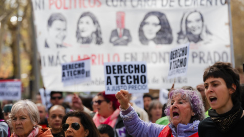 Imagen de la manifestación por el derecho a la vivienda en Madrid. Imagen de la última manifestación por el derecho a la vivienda en Madrid.