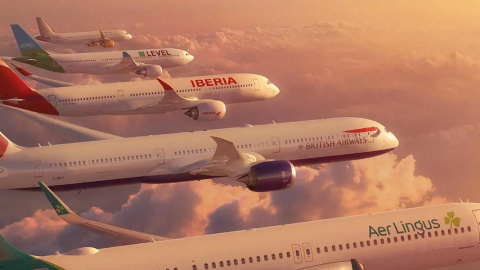 Imagen de las aerolíneas que forman parte del 'holding' IAG: BA, Iberia. Aer Lingus y Level. Imagen de las aerolíneas que forman parte del 'holding' IAG: BA, Iberia. Aer Lingus y Level.