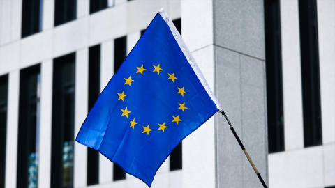 Imagen de archivo de la bandera de la Unión Europea. Imagen de archivo de la bandera de la Unión Europea.