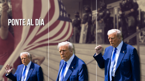 Fotomontaje con imágenes de Donald Trump.