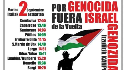 Captura de pantalla 2025-08-28 121251 Imagen de Instagram con los horarios del paso de la carrera y la denuncia contra Israel.