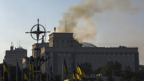El gabinete de Ucrania en Kiev el 7 de septiembre, tras el ataque ruso.