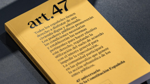 Artículo 47 de la Constitución Española, durante la presentación de la Entidad Estatal de Vivienda. Artículo 47 de la Constitución Española, durante la presentación de la Entidad Estatal de Vivienda.