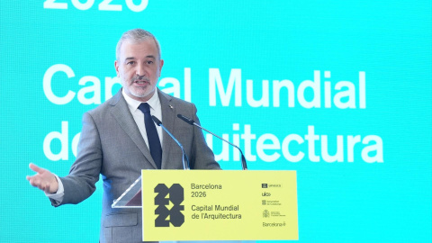 El alcalde de Barcelona, Jaume Collboni, durante la presentación de la Capital Mundial de la Arquitectura Barcelona 2026.