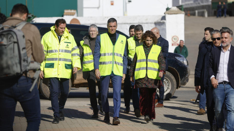 Pedro Sánchez, a su llegada a Adamuz, Córdoba.