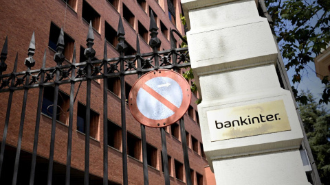 Detalle de la sede central del Bankinter en el madrileño Paseo de la Castellana.