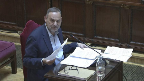Captura de la señal del Tribunal Supremo en la que aparece el exministro José Luis Ábalos durante su declaración.