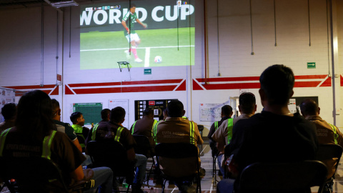 Reporteros y trabajadores durante el partido inaugural del Mundial 2026 que se celebra en México, Estados Unidos y Canadá. Reporteros y trabajadores durante el partido inaugural del Mundial 2026 que se celebra en México, Estados Unidos y Canadá.