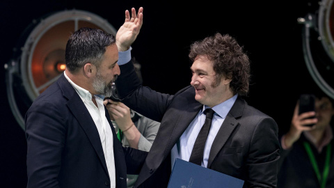 Imagen de archivo de Javier Milei junto con Santiago Abacal. Imagen de archivo de Javier Milei y Santiago Abacal.