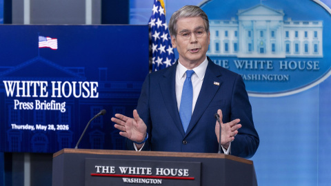 El secretario del Tesoro de Estados Unidos, Scott Bessent, hablando durante una rueda de prensa en la Casa Blanca, en una imagen de archivo. El secretario del Tesoro de Estados Unidos, Scott Bessent, hablando durante una rueda de prensa en la Casa Blanca, en una imagen de archivo.